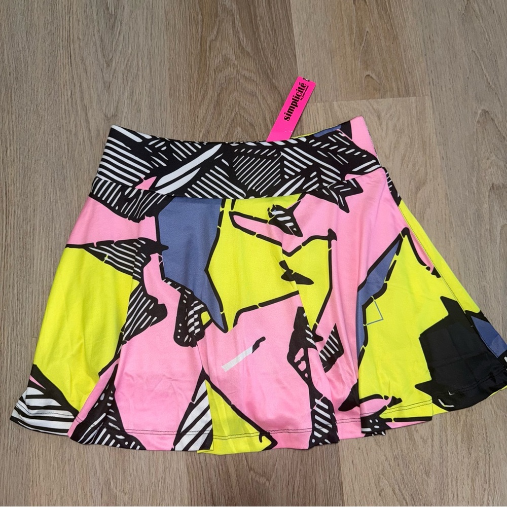 80s Themed Pink & Yellow Skort - Retro 80s Halloween Costume by Simplicité
